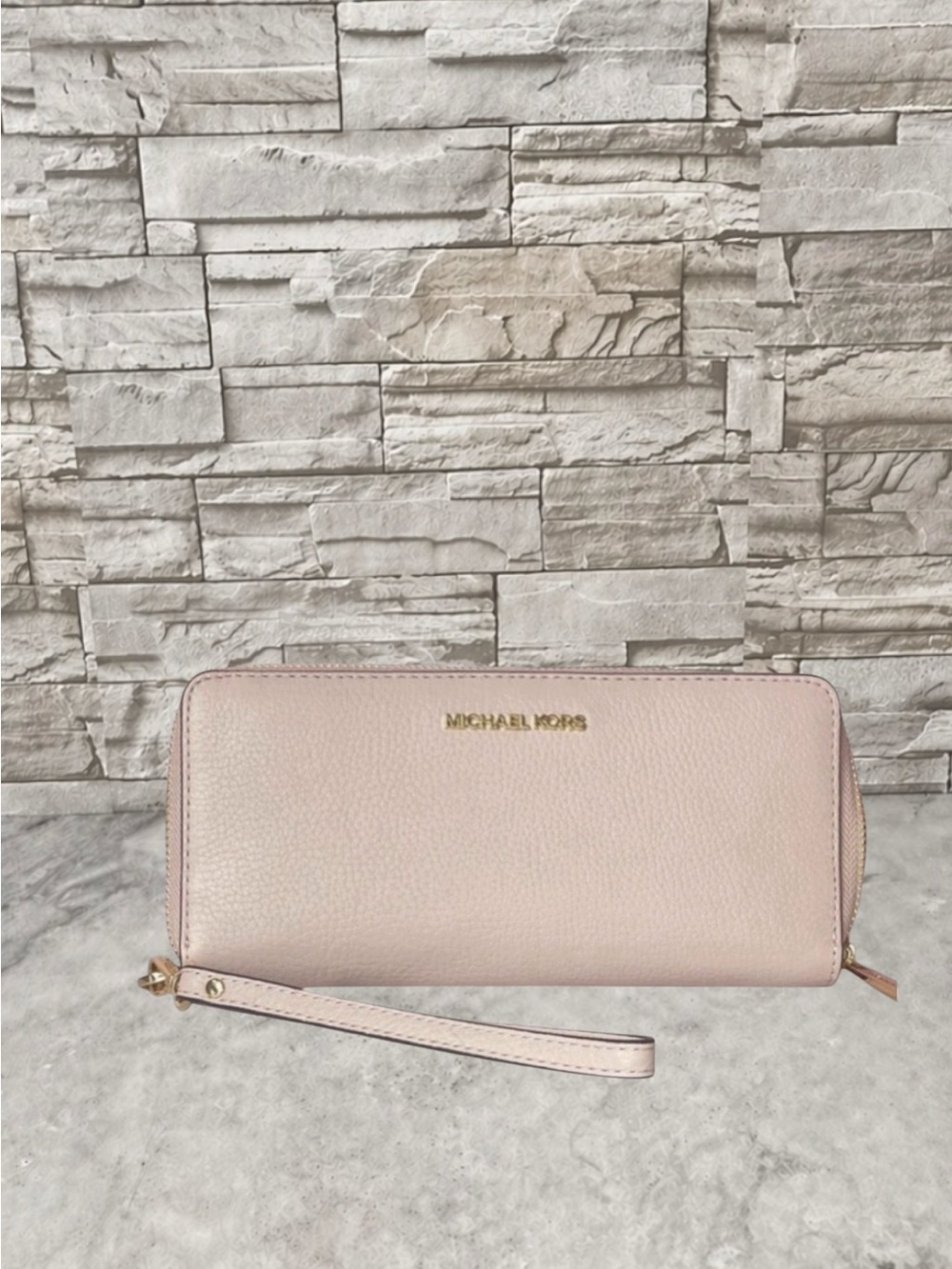 Michael Kors Large Continental Zip Around Wallet Wristlet Powder Blush Pink